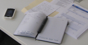 Photo of my LiveScribe pen and notebook